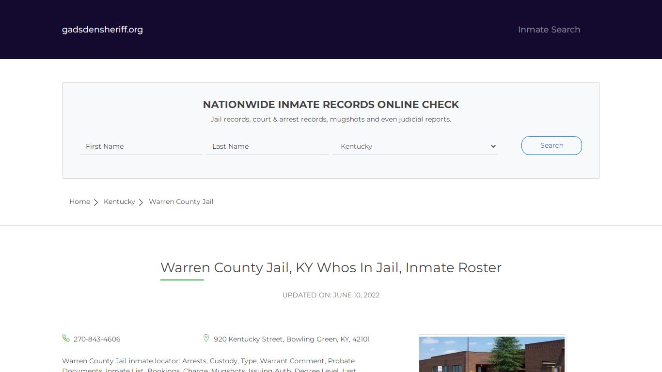 Warren County Jail, KY Inmate Roster, Whos In Jail